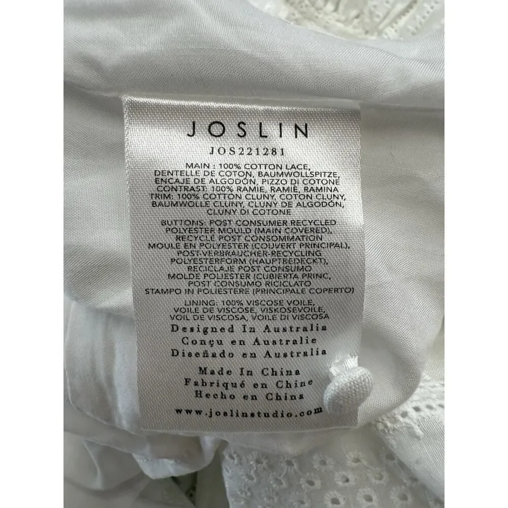 Joslin Anthropologie White Julianna Cotton Maxi Dress 4 Puff Sleeves Open Back - Picture 12 of 13